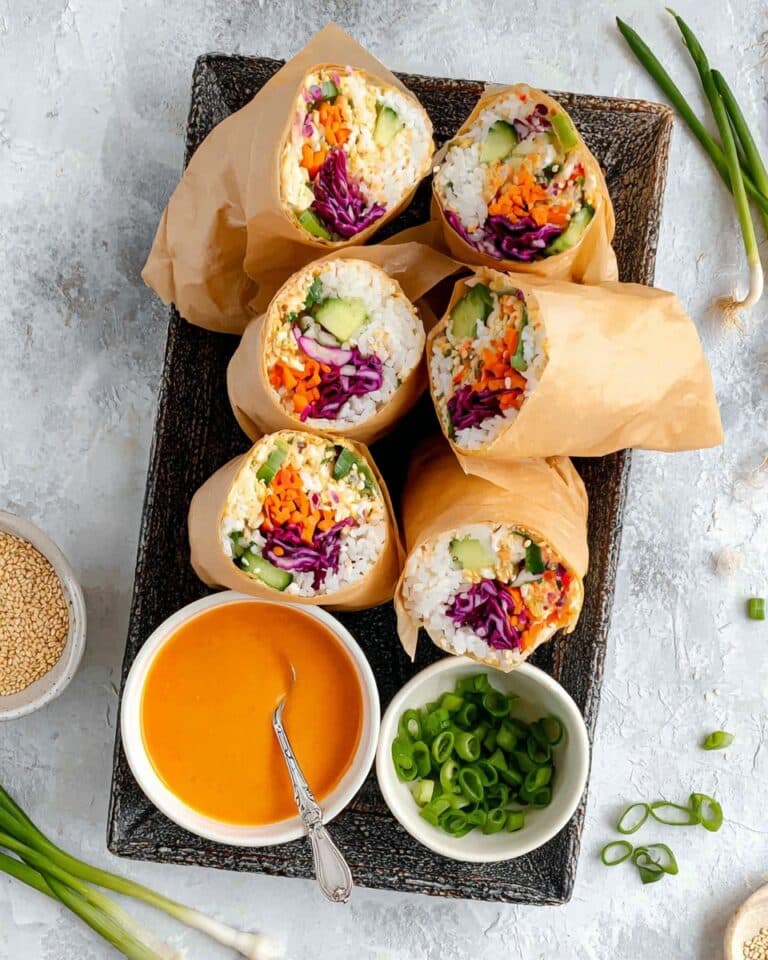 Vegan Sushi Burrito with Crispy Tofu and Spicy Sriracha Mayo Recipe
