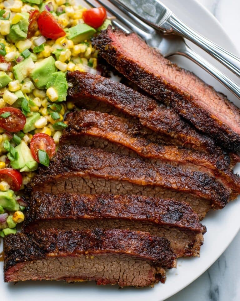 Chili Rubbed Flank Steak with Corn, Tomato and Avocado Salad Recipe