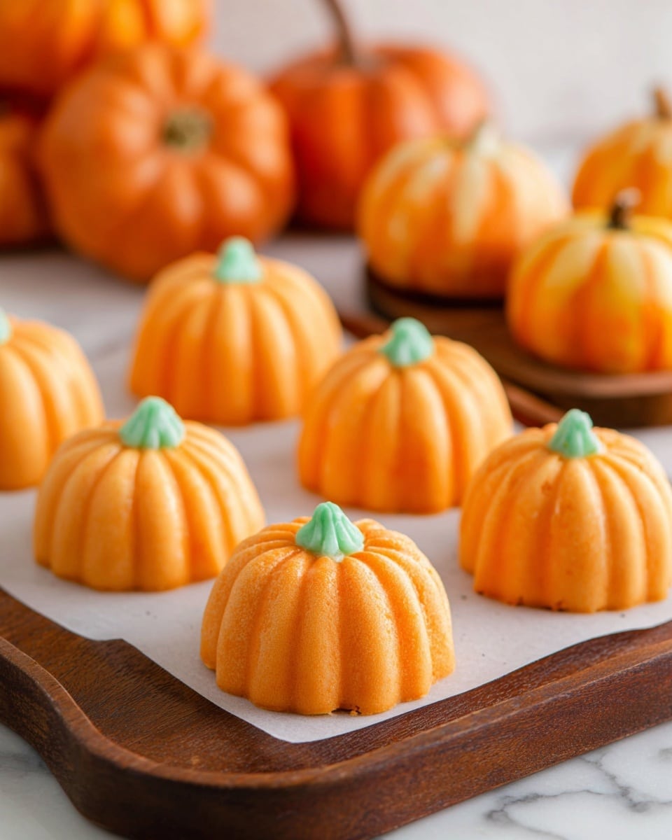 The image shows small bright orange meringue cookies being piped onto white parchment paper on a baking sheet. Each cookie has one visible layer formed by ridged piping in a rounded dollop shape, with thin vertical lines and a pointed peak at the top where the orange meringue is being squeezed out of a metal piping tip covered with an orange plastic bag. Several finished cookies are placed in the background, all having the same shiny smooth texture and uniform ridged pattern. The baking sheet has a silver metal edge, and the surface beneath it shows a white marbled texture. photo taken with an iphone --ar 4:5 --v 7