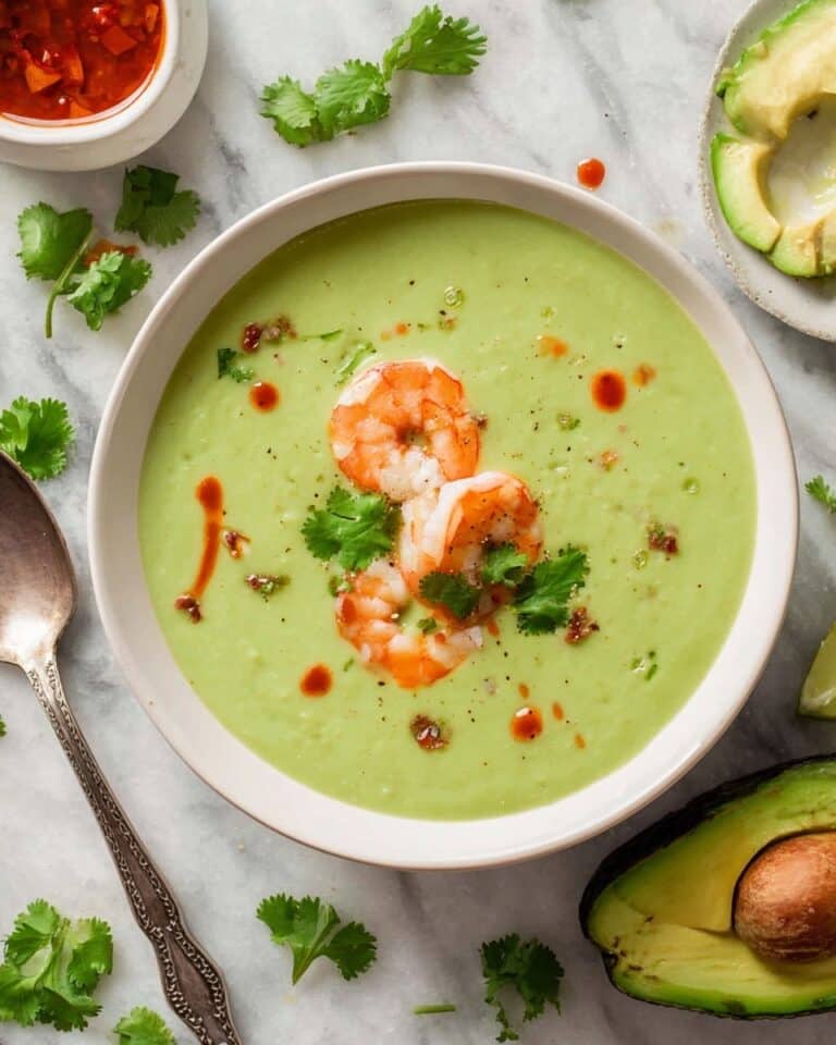 Chilled Avocado Soup with Shrimp and Tomato Recipe