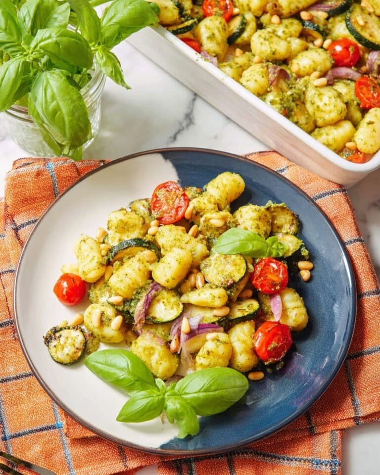 Pesto Gnocchi with Roasted Vegetables Recipe