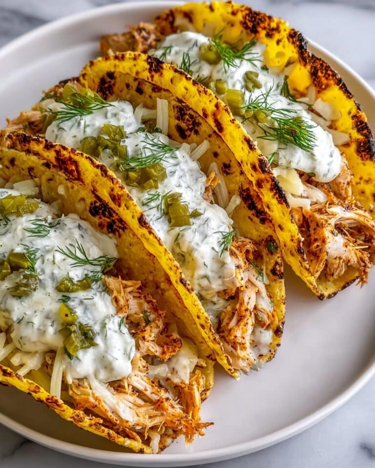 Dill Pickle Ranch Chicken Tacos with Crispy Cheese Lace Recipe