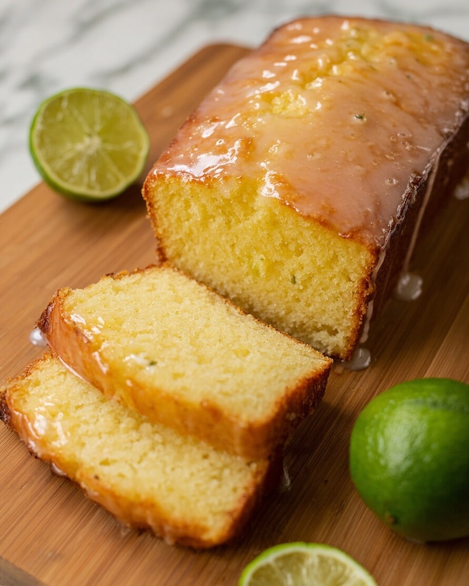A close-up view of a rectangular metal baking pan filled with smooth, yellow cake batter that has small green zest specks scattered on top, giving a textured look. The pan sits on a white marbled surface next to five whole yellow-green limes and a yellow grater with some grated lime zest visible on it. The batter appears thick and evenly spread inside the pan, ready to be baked. photo taken with an iphone --ar 4:5 --v 7