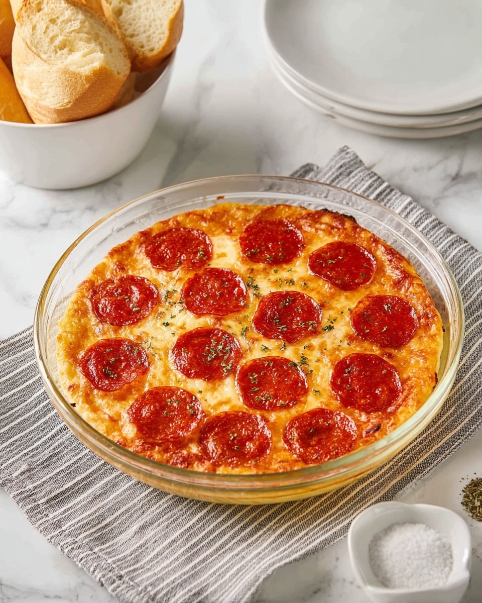 A round pizza with three visible layers is shown from above on a clear glass plate placed on a white marbled surface. The bottom layer is a reddish tomato sauce spread evenly across the pizza base. The middle layer consists of shredded mozzarella cheese, white and stringy in texture, covering the sauce completely. On top, there is a sprinkling of finely grated cheese that looks light and powdery, with ten circular slices of bright red pepperoni neatly placed over the cheese in a slightly irregular pattern. The edges of the pizza crust are barely visible under the cheese. photo taken with an iphone --ar 4:5 --v 7