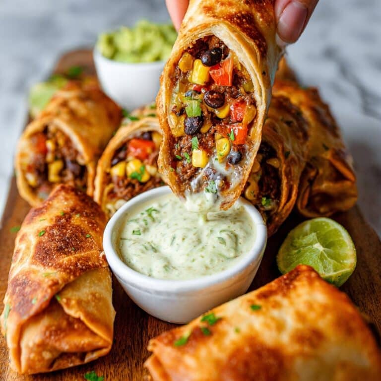 Southwest Egg Rolls with Avocado Ranch Dipping Sauce Recipe