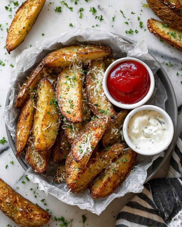 Baked Garlic Parmesan Potato Wedges Recipe