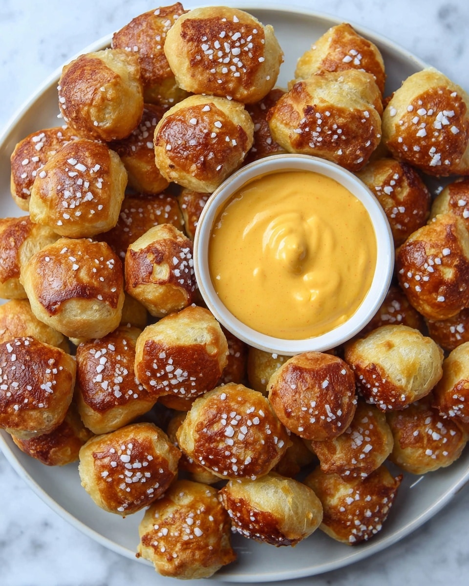 A close-up image shows a woman's hand dipping a golden brown, sugar-topped pastry bite into a small bowl filled with thick, creamy orange cheese sauce. The bite has a rough texture with visible sugar crystals on top, and the cheese sauce looks smooth and rich. Surrounding the bowl, there are several more of the same golden pastries scattered around on a white marbled surface. The bowl is white, round, and slightly ridged. The light is soft, giving the whole scene a warm and inviting feel. photo taken with an iphone --ar 4:5 --v 7