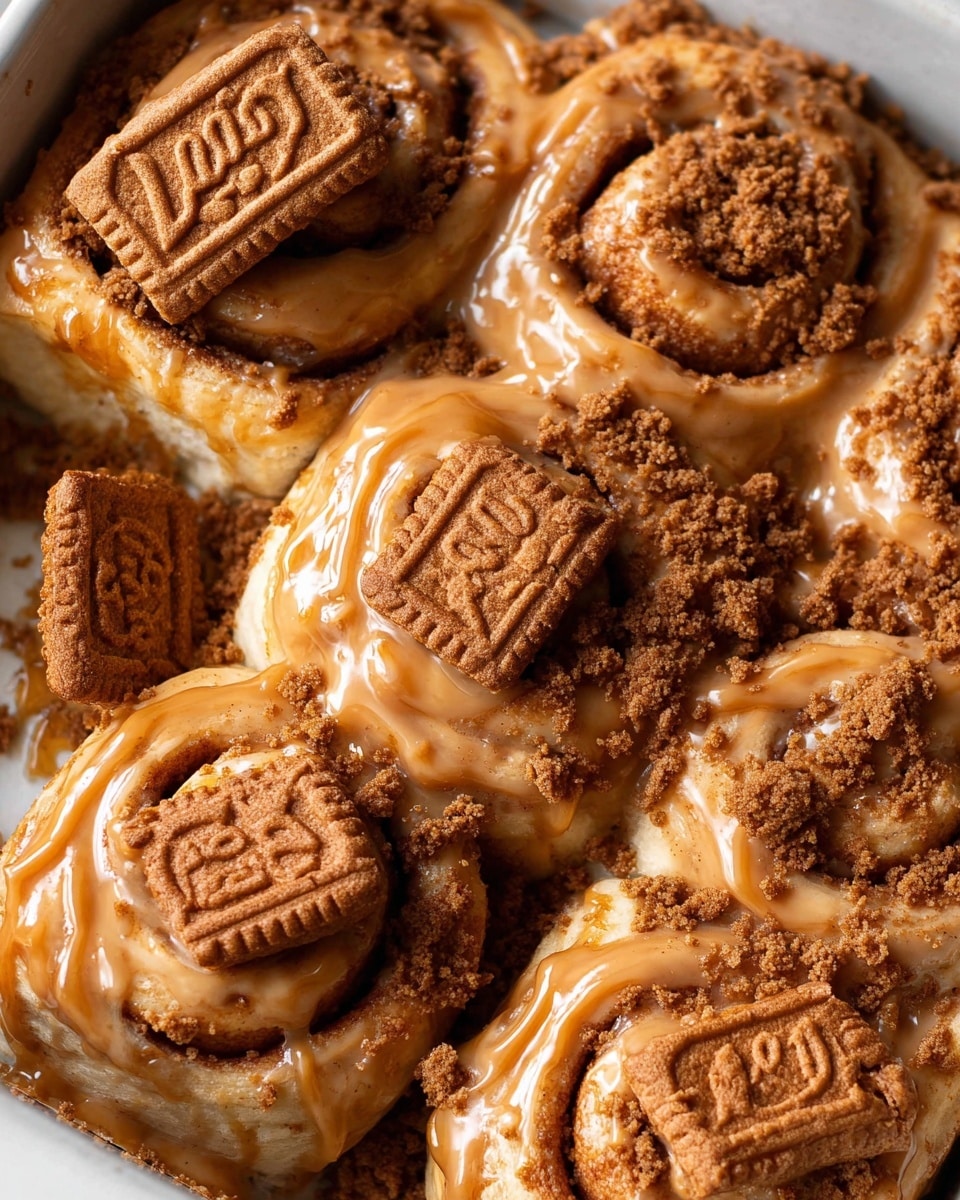 A single cinnamon roll sits on a white plate with black speckles, showing soft, light beige dough with a swirl of light brown cinnamon filling inside. The top layer is thick, smooth, and creamy caramel-colored frosting, sprinkled with small brown crumb bits, adding texture. The plate rests on a white marbled surface, with crumb pieces scattered around, and a blurred fork is partially visible behind the roll. Photo taken with an iphone --ar 4:5 --v 7